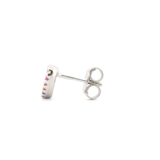 925 Silver Rhodium Plated CZ Set Stud Earrings