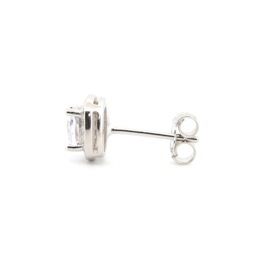 925 Silver Rhodium Plated CZ Set Stud Earrings
