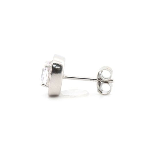 925 Silver Rhodium Plated CZ Set Stud Earrings