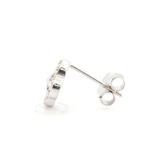 925 Silver Rhodium Plated CZ Set Stud Earrings