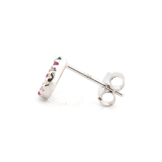 925 Silver Rhodium Plated CZ Set Stud Earrings