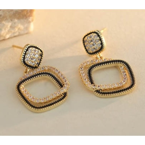925 Silver 14ct Gold Plated CZ Set Stud Earrings