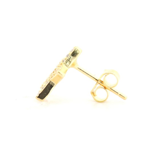 925 Silver 14ct Gold Plated CZ Set Stud Earrings