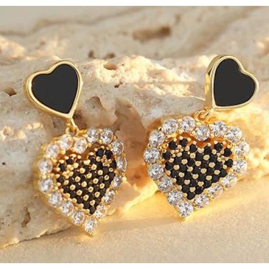 925 Silver 14ct Gold Plated CZ Set Stud Earrings