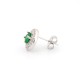 925 Silver Rhodium Halo Stud Earrings Emerald Centre CZ