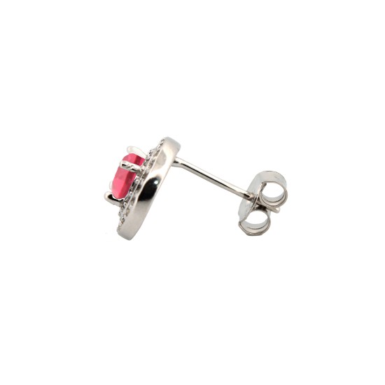 925 Silver Rhodium Halo Stud Earrings Ruby Centre CZ