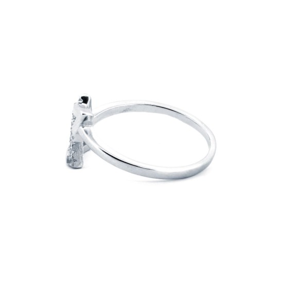 925 Silver Rhodium CZ Set Twin Triangle Ring