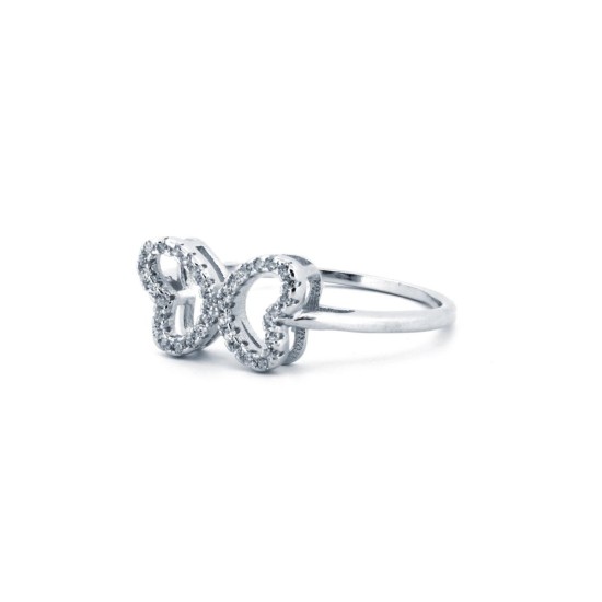 925 Silver Rhodium CZ Set Dress Ring