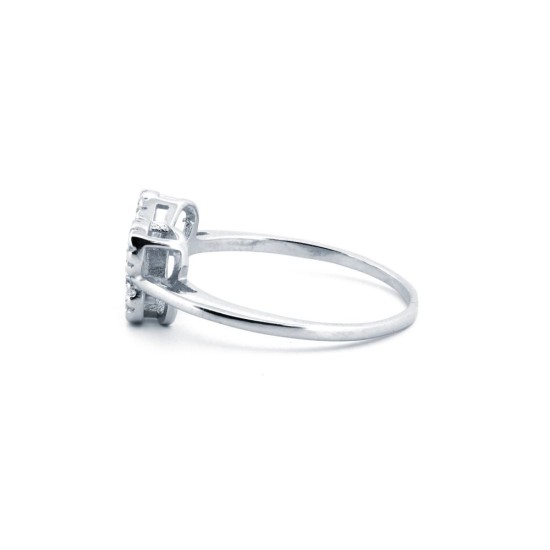 925 Silver Rhodium CZ Set Dress Ring