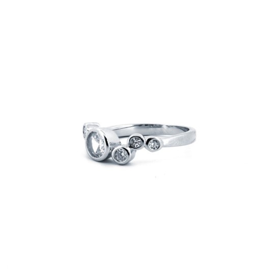 925 Silver Rhodium CZ Set Dress Ring
