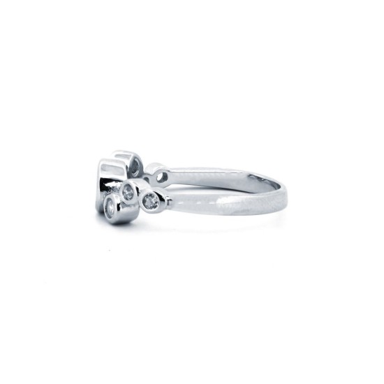 925 Silver Rhodium CZ Set Dress Ring