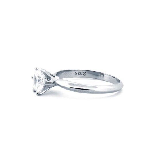 925 Silver Rhodium CZ Set Solitaire Ring