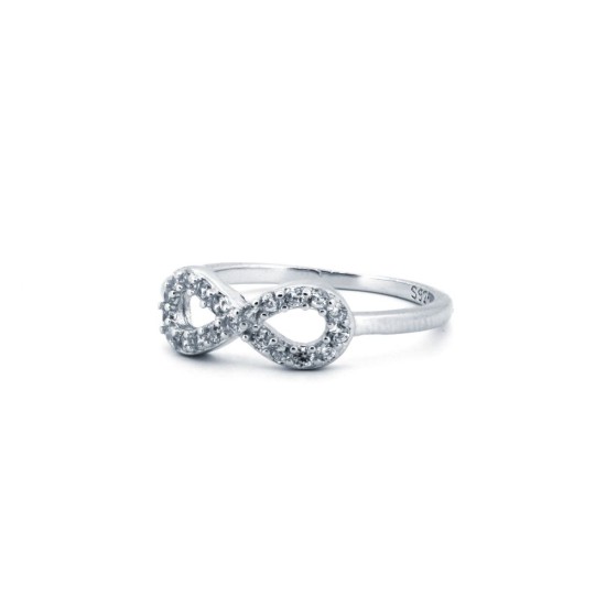 925 Silver Rhodium CZ Set Infiniti Ring