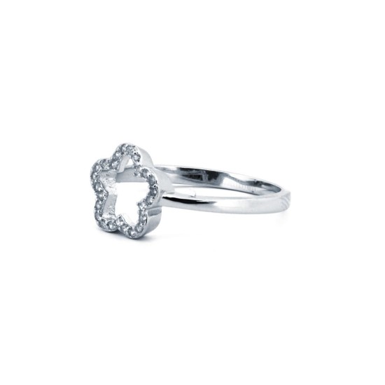 925 Silver Rhodium CZ Set Dress Ring