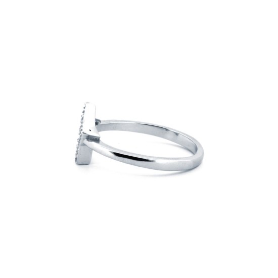 925 Silver Rhodium CZ Set Dress Ring