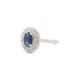 925 Silver Rhodium CZ Set Oval Cluster Sapphire Blue Centre