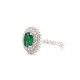 925 Silver Rhodium CZ Set Oval Cluster Emerald Green Centre