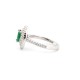 925 Silver Rhodium CZ Set Oval Cluster Emerald Green Centre