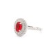 925 Silver Rhodium CZ Set Oval Cluster Ruby Red Centre