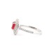 925 Silver Rhodium CZ Set Oval Cluster Ruby Red Centre