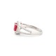 925 Silver Rhodium CZ Set Round Cluster Ruby Red Centre