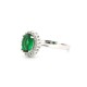 925 Silver Rhodium CZ Set Oval Cluster Emerald Green Centre