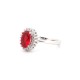 925 Silver Rhodium CZ Set Oval Cluster Ruby Red Centre