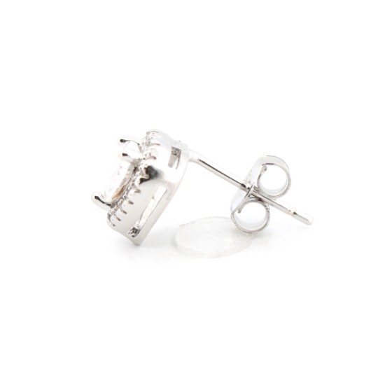 925 Silver Rhodium Plated CZ Set Stud Earrings