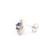 925 Silver Rhodium Halo Stud Earrings Sapphire Centre CZ