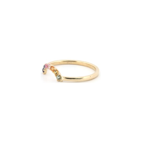 9ct Yellow 0.15ct Rainbow Saph Ring