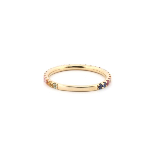 9ct Yellow 0.68ct Rainbow Saph 3/4 ET Ring