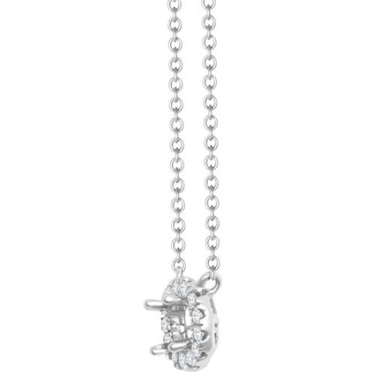 Lab 18ct White Gold 0.12ct Diamond Halo Pendant with 16"-18" Chain Extender set with a 0.50ct G SI1 Diamond