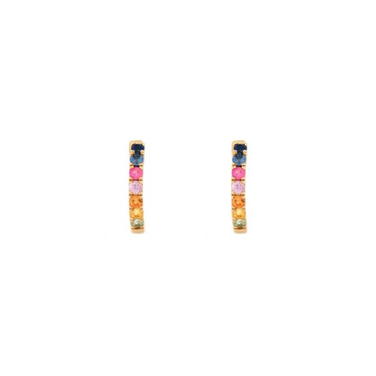 9ct Yellow Gold 0.34ct Rainbow Saph 12mm Hoop Earrings