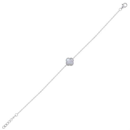 925 Silver 14ct Gold Plated MOP Clover Bracelet