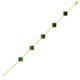 925 Silver 14ct Gold Plated Green Malachite Clover Bracelet