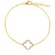 925 Silver 14ct Gold Plated Plated CZ Set Clover Bracelet
