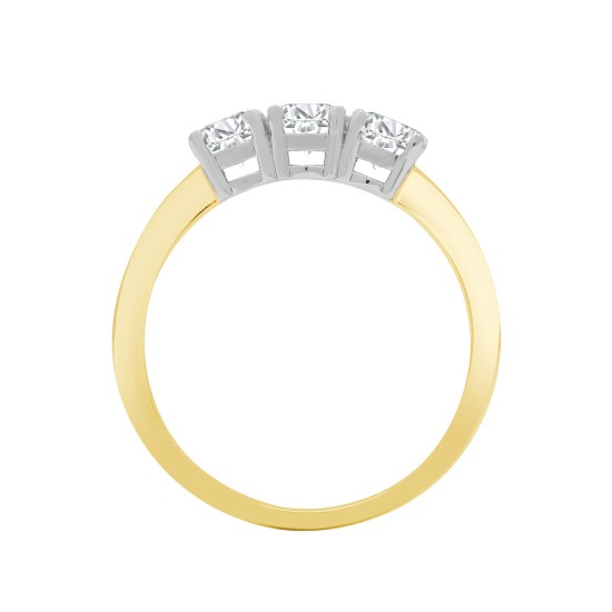 9ct Yellow/White 2.00ct Natural Diamond Claw Set Trilogy Ring
