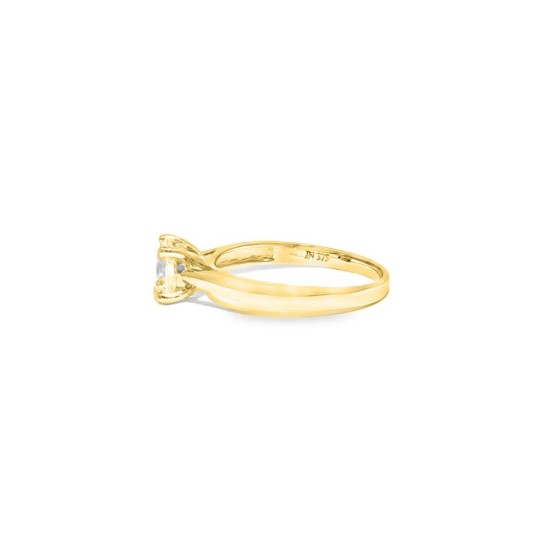 9ct Yellow Gold, 1.00ct Round Cubic Zirconia Wed-fit Solitaire Ring