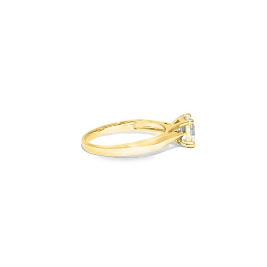 9ct Yellow Gold, 1.00ct Round Cubic Zirconia Wed-fit Solitaire Ring