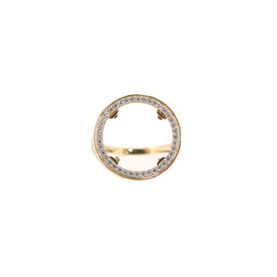 9ct Yellow Gold Full Sovereign Ring with a CZ set bezel
