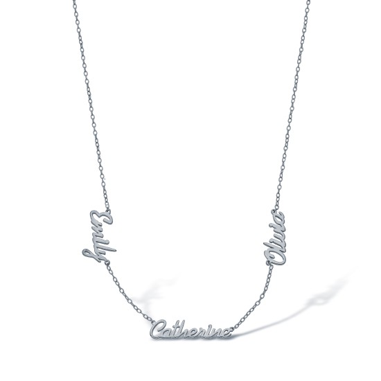 925 Silver Personalised Nameplate with 3 names + 16" Chain