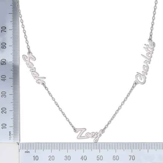 925 Silver Personalised Nameplate with 4 names + 16" Chain