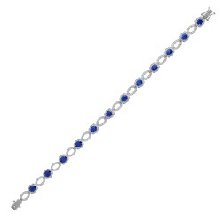 18B029 | 18ct White Gold Diamond And Sapphire Bracelet