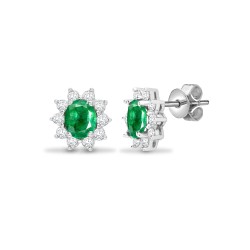18E141 | 18ct White Gold Diamond And Emerald Earrings