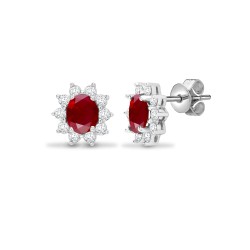 18E142 | 18ct White Gold Diamond And Ruby Earrings