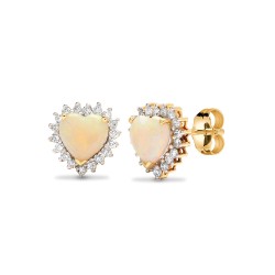 18E182 | 18ct Yellow Gold Diamond And Opal Earrings