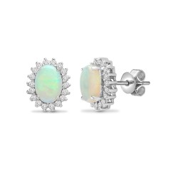 18E185 | 18ct White Gold Diamond And Opal Earrings