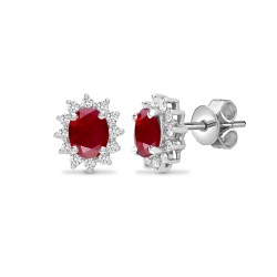 18E187 | 18ct White Gold Diamond And Ruby Earrings