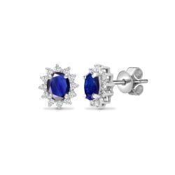 18E188 | 18ct White Gold Diamond And Sapphire Earrings