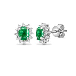 18E194 | 18ct White Gold Diamond And Emerald Earrings